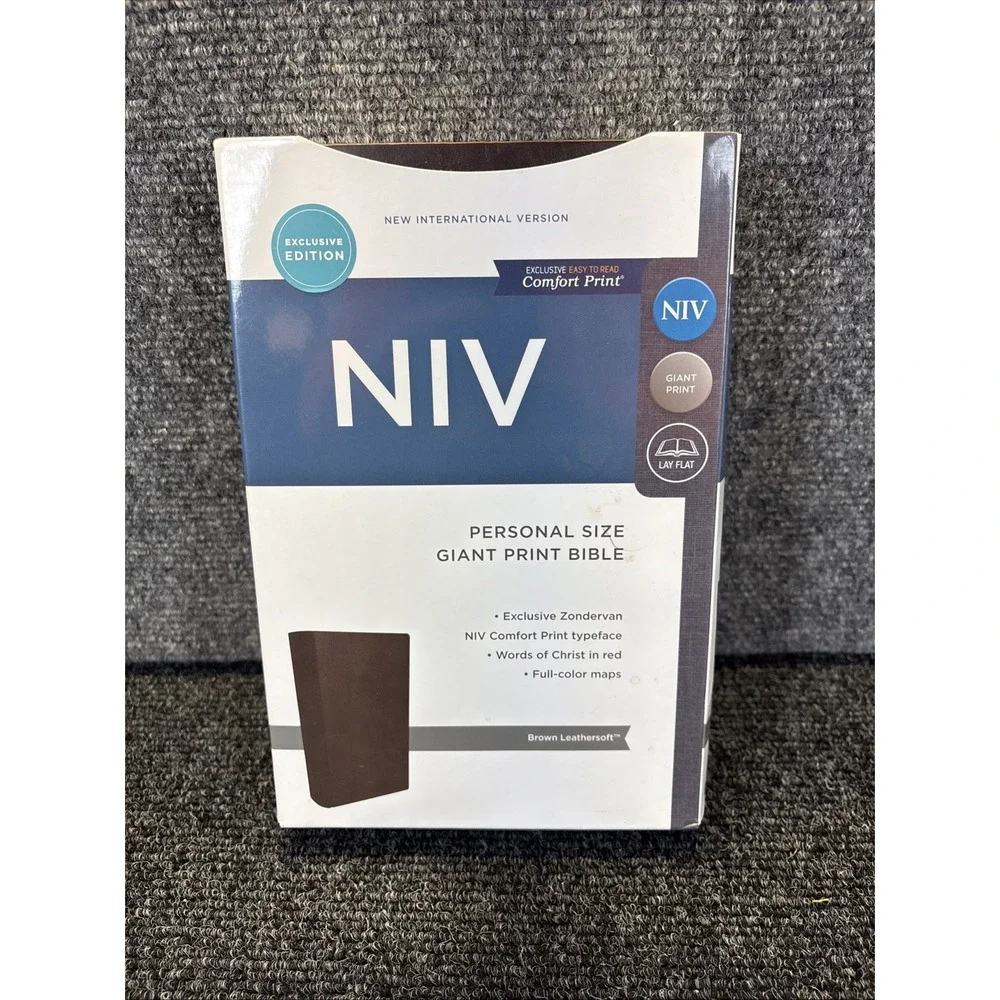 NIV Bible~Personal Size~Giant Print~Brown Leathersoft by Zondervan~Red Letter